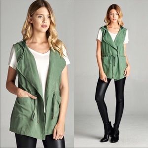 GREEN Hooded Vest Size Large